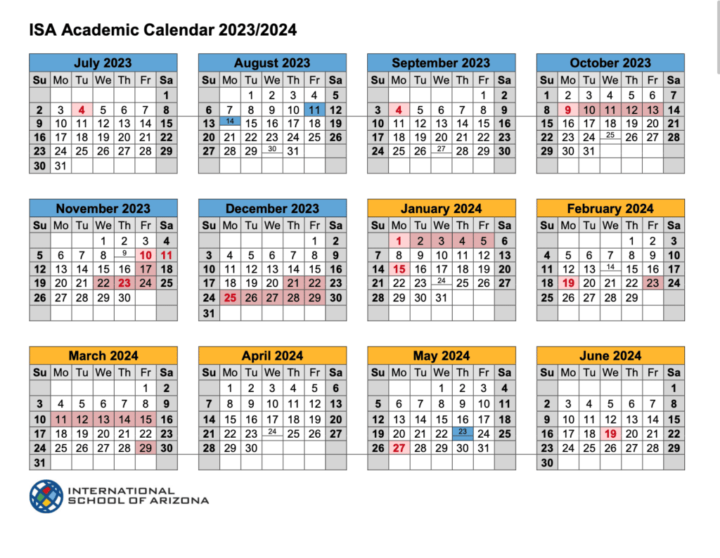 Calendar International School of Arizona